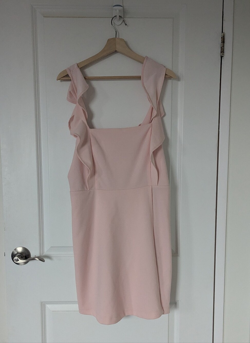 BCBG Blush Pink Ruffle Strap Mini Dress Size L